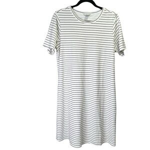 Christopher & Banks Women’s M Black/White Striped Short Sleeve Soft Lined Dress